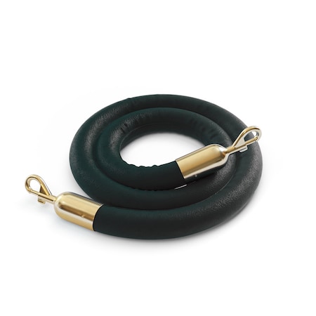 Montour Line Naugahyde Rope Green With Pol.Brass Snap Ends 8ft.Cotton Core PNR150-80-GN-SE-PB